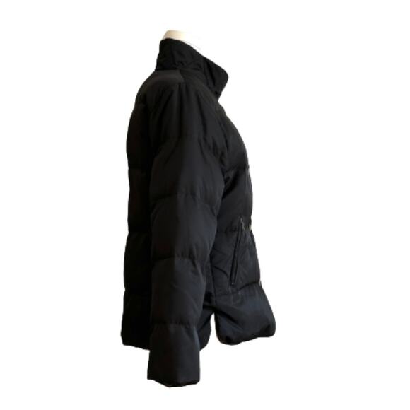 Talbots Puffer Coat Black Reversible Brown Down Puffer Jacket Medium Petite - Picture 6 of 11